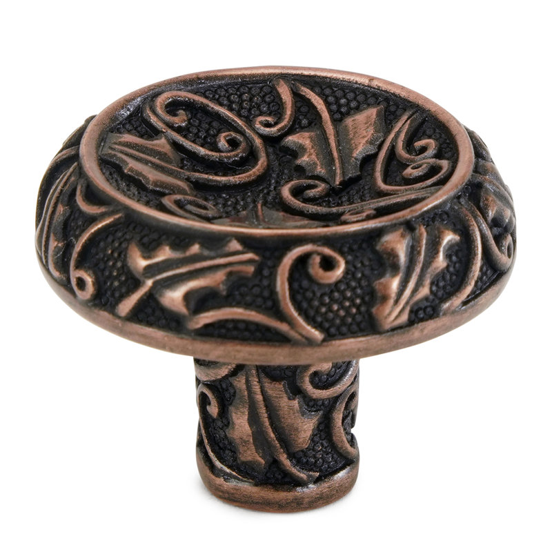 ROOKWOOD KNOB IN FLORENTINE PLATE, Copper