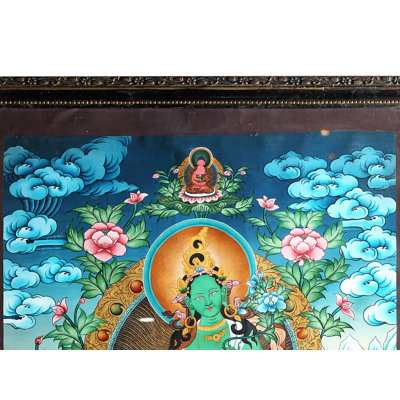 Goddess Green Tara Thangka Painting With Frame