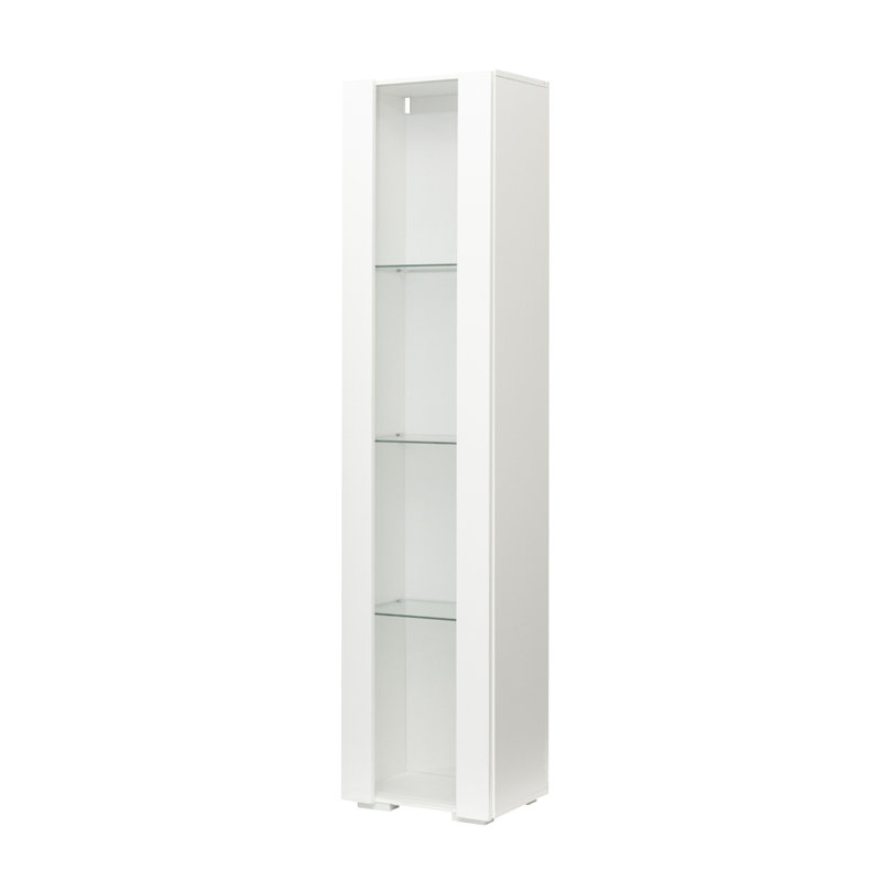 Armoire latérale avec lampe à bande en aluminium de couleur blanche, panneau de particules de 15 mm, l 40 x 29 x H 170 cm, pratique avec revêtement et lampe, unité de rangement attrayante