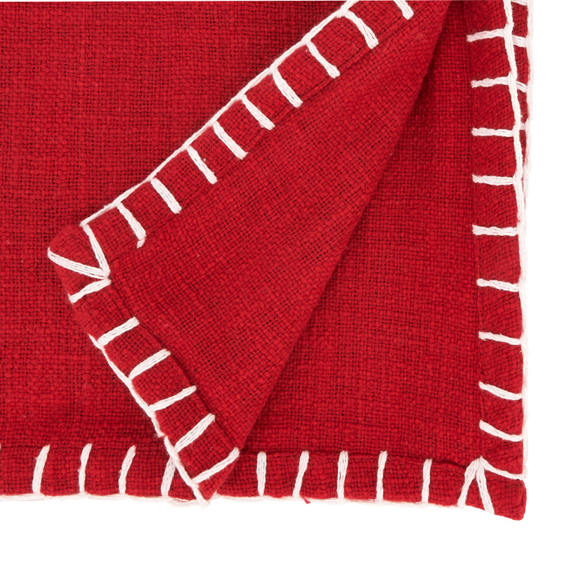 Red Cotton Chunky Whip Stitch Table Runner