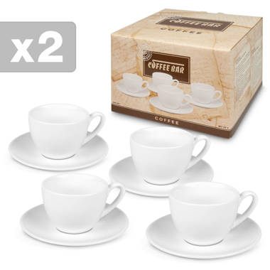 BergHOFF 4Pc Essentials Porcelain Espresso Cup 3.5 oz., and Saucers