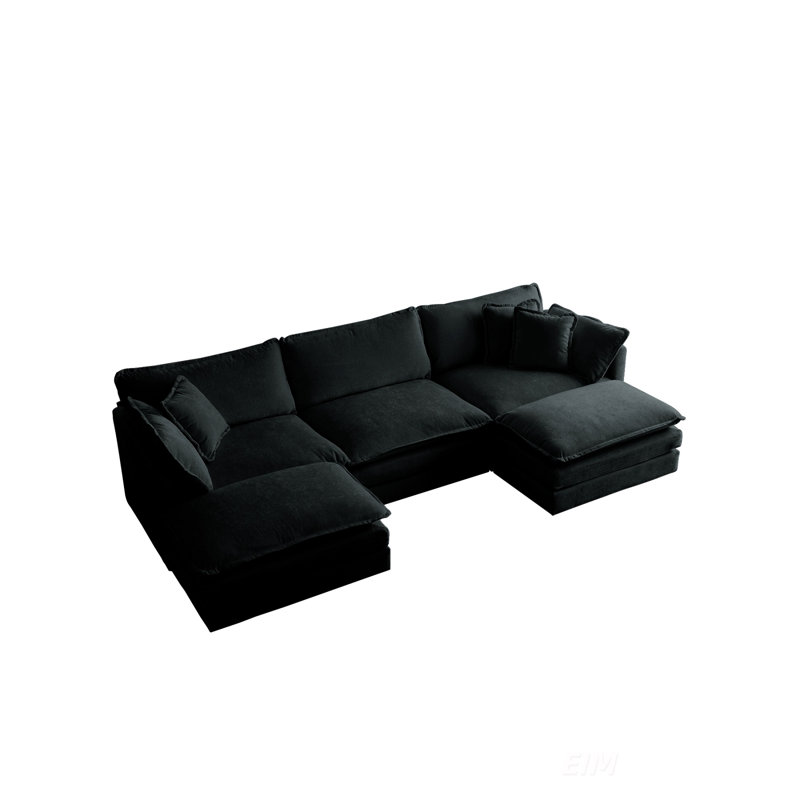 Canapé modulaire en U avec repose-pieds réversible, canapé d'angle convertible 5 places, canapé en chenille douce minimaliste moderne pour le salon