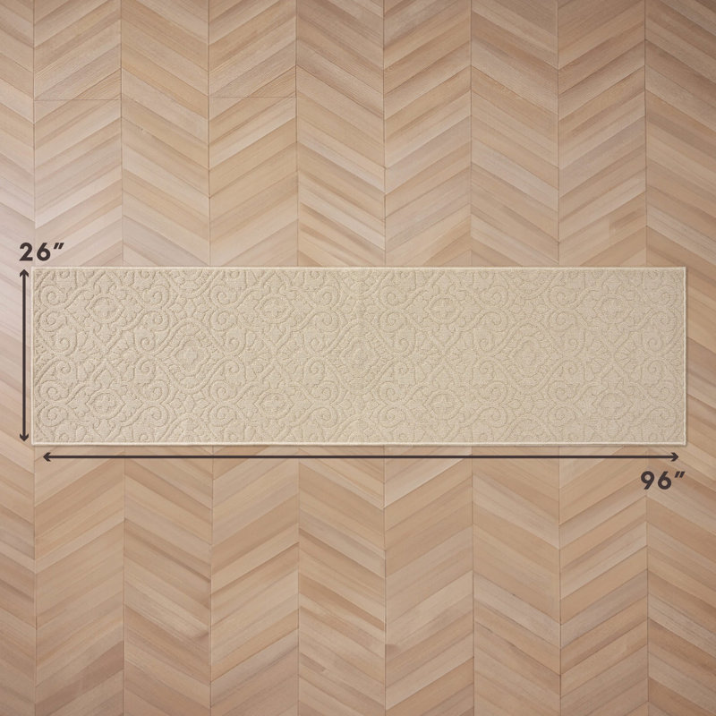 Feya Machine Woven Synthetic Aera Rug in Gray, Runner 2'2" x 8', Beige