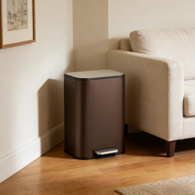 Poubelle en acier inoxydable avec couvercle à fermeture en douceur et seau intérieur amovible pour le bureau, le salon et la cuisine