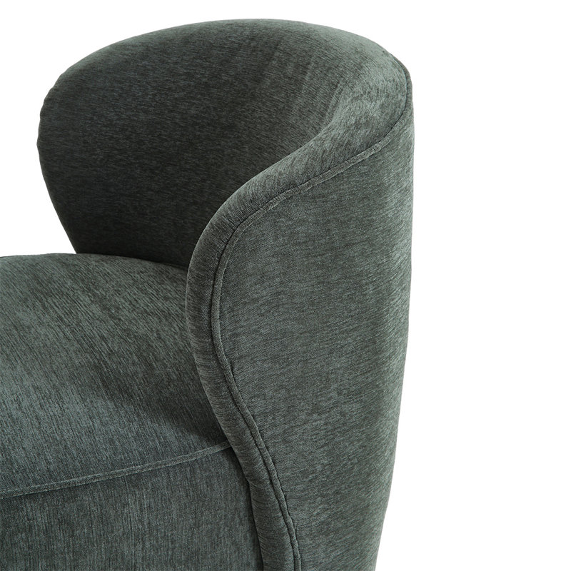 Elanora Upholstered Swivel Barrel Chair, Dark Green, Linen