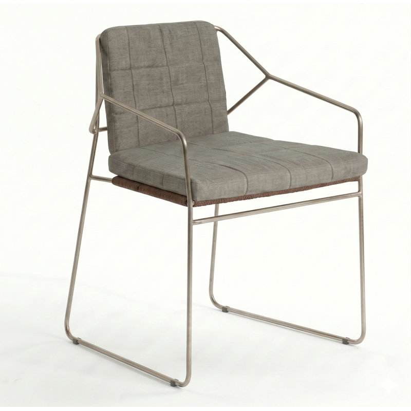 Sandur Outdoor Dining Armchair, Canvas Natural, Taupe Rope/Stainless Steel Frame