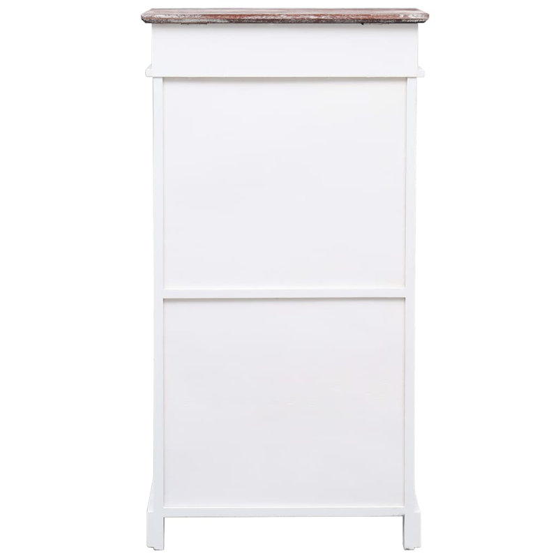 4 Pair Solid Wood Flip Down Shoe Storage, Brown/White