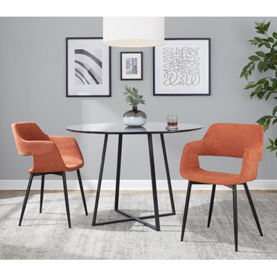 Lake Fabric Upholstered Dining Chair with Black Metal Legs