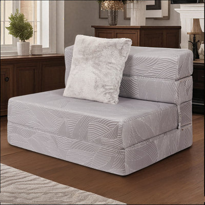 Tri Folding Sofa Mattress, High-Density Memory Foam Sofa Bed With A Fluffy Pillow, Futon Floor Couch Guest Bed, Twin Size, Grey