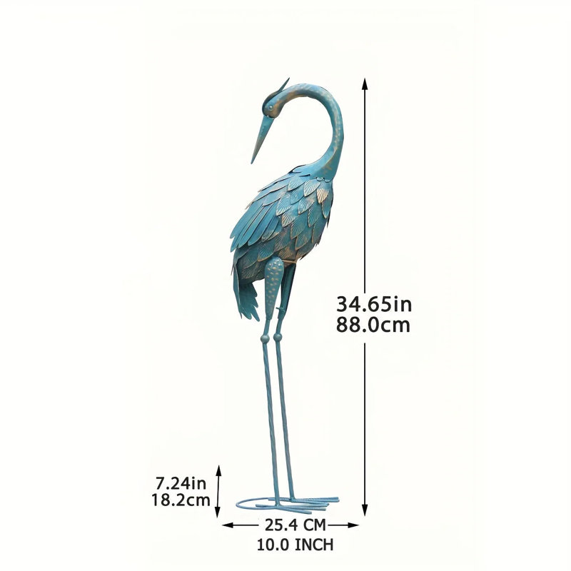 Bird Crane Metal Garden Statue