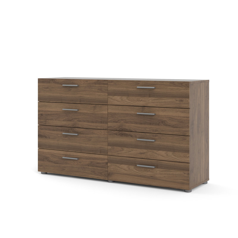 Commode double à huit tiroirs de l 55,12 po Gianna, Noyer