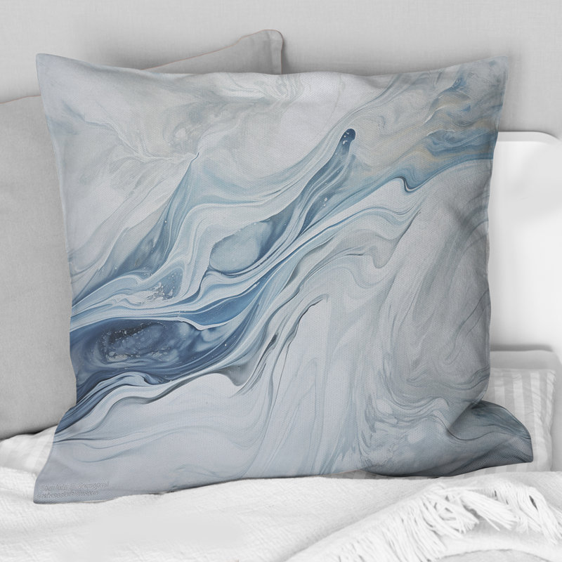 Gris et bleu Glacier Charm liquide Art - Coussin décoratif imprimé Glacier