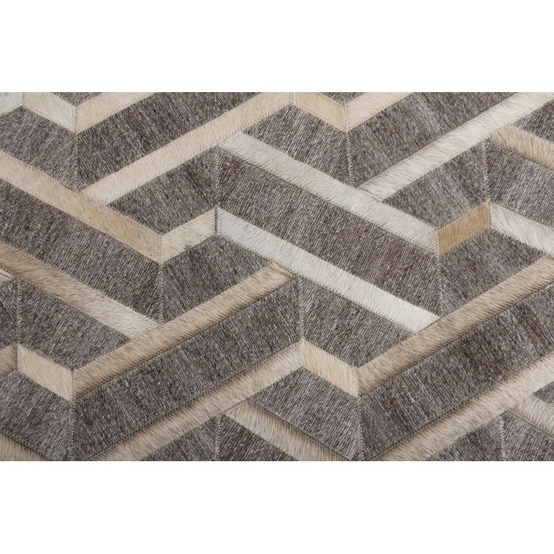 Berlin Cowhide Geometric Area Rug, Rectangle 5' x 8'