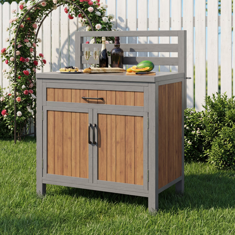 Weatherproof Storage Shed With Large Work Surface & Drawer