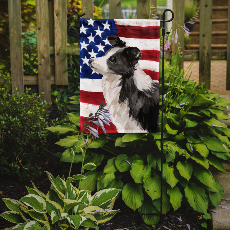 2 côtés en polyester de 2 côtés american drapeau de jardin, Border collie beige