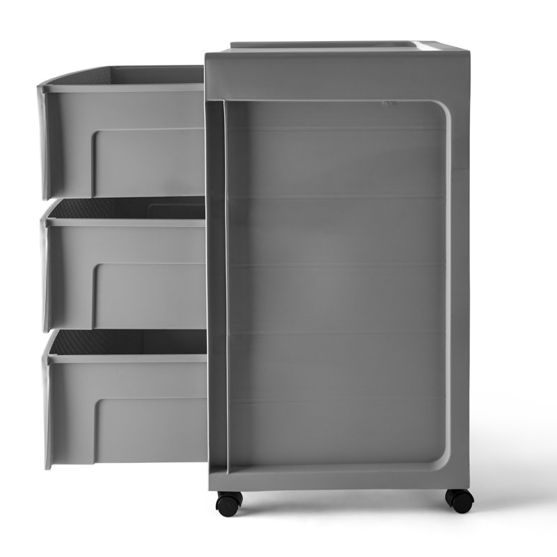 Commode à roulettes 3 tiroirs Diamond, Argent doux