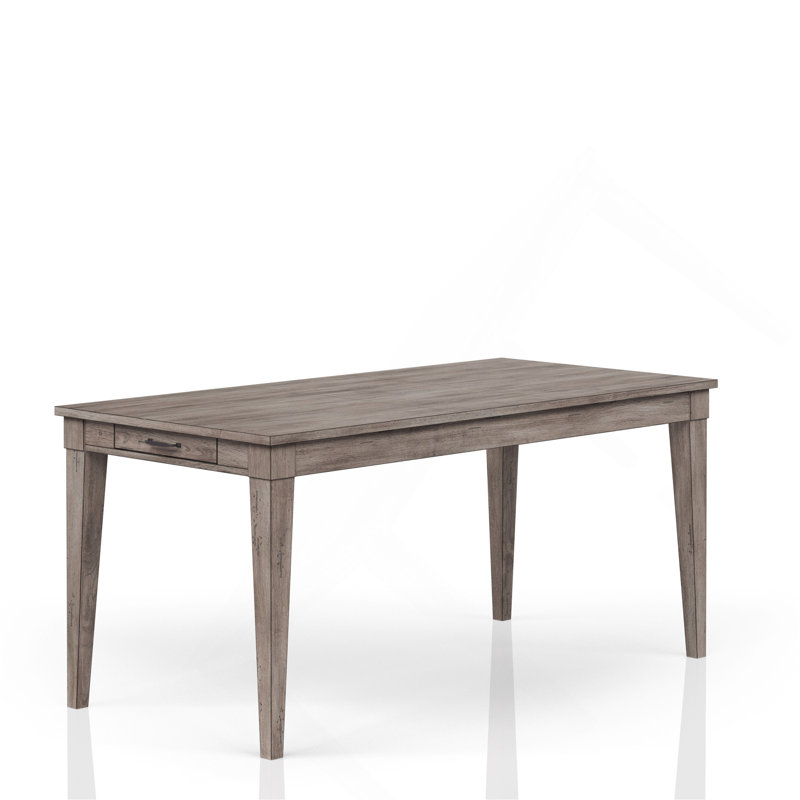 Table de salle à manger rustique gris avec deux tiroirs de rangement et rallonge