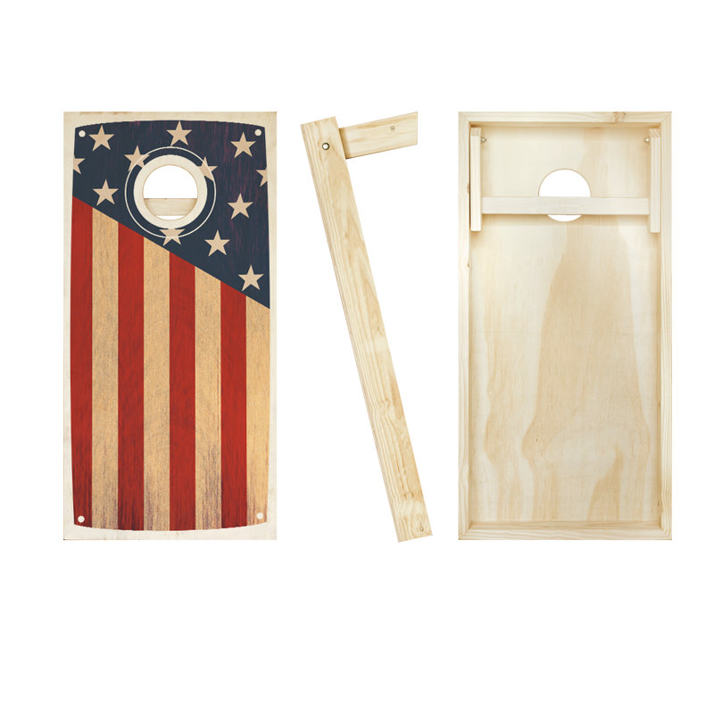 Ensemble de cornhole en bois massif teinté colonial 2 pi x 4 pi avec sacs, Noir / vert Kelly