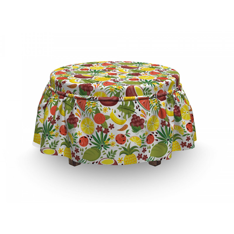 Housse pour repose-pieds à fleurs tropical fruits