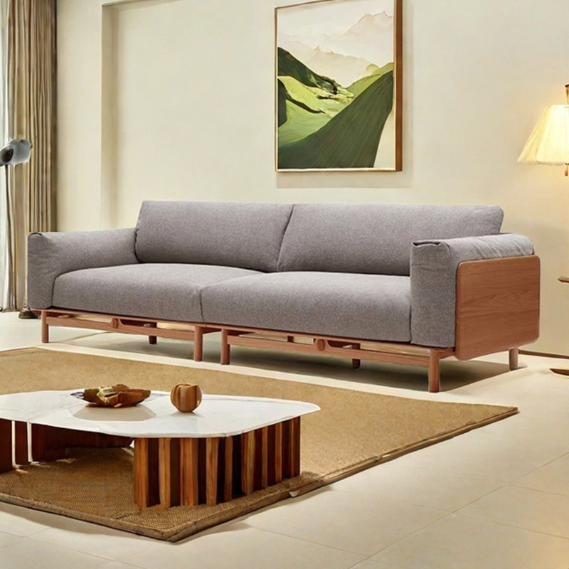 Canapé droit moderne en bois massif de luxe, H 30 po x l 105,51 po x P 35,43 po, 4
