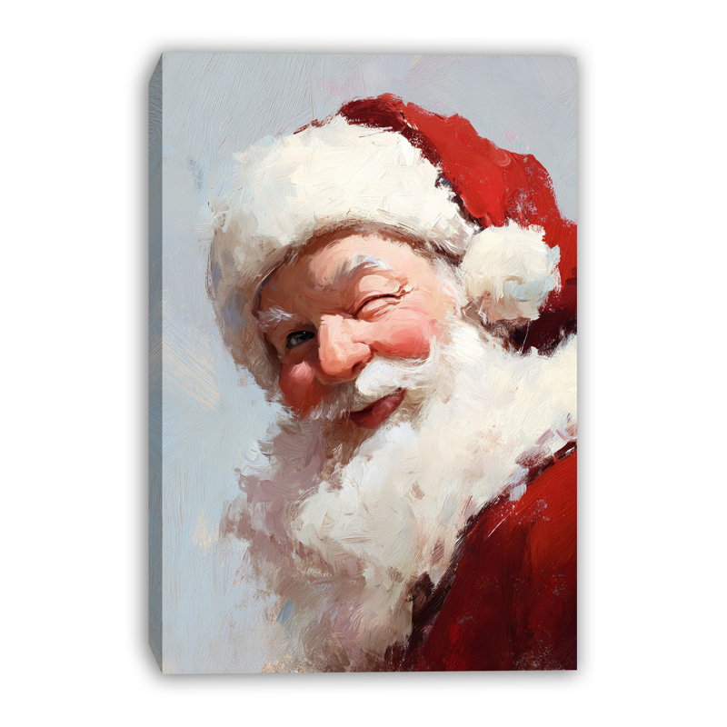 Art mural sur toile tendue, "Winking Santa", 30 po x 40 po