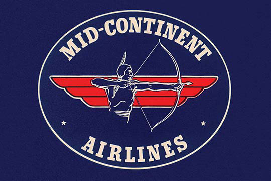 Mid-continent airlines-impression de publicité rétro, H 36 po x l 24 po x P 1,5 po