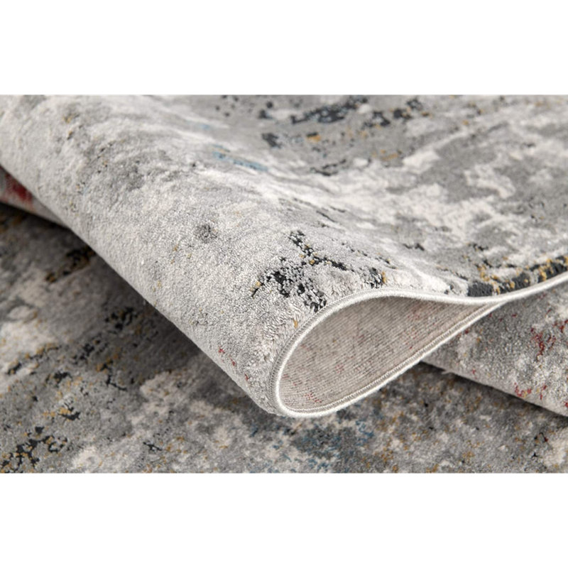 Tapis gris à motif abstrait, Tapis de couloir 2 pi x 10 pi