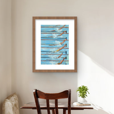 Reproduction encadrée olympique nageuse bleue | Décoration intérieure