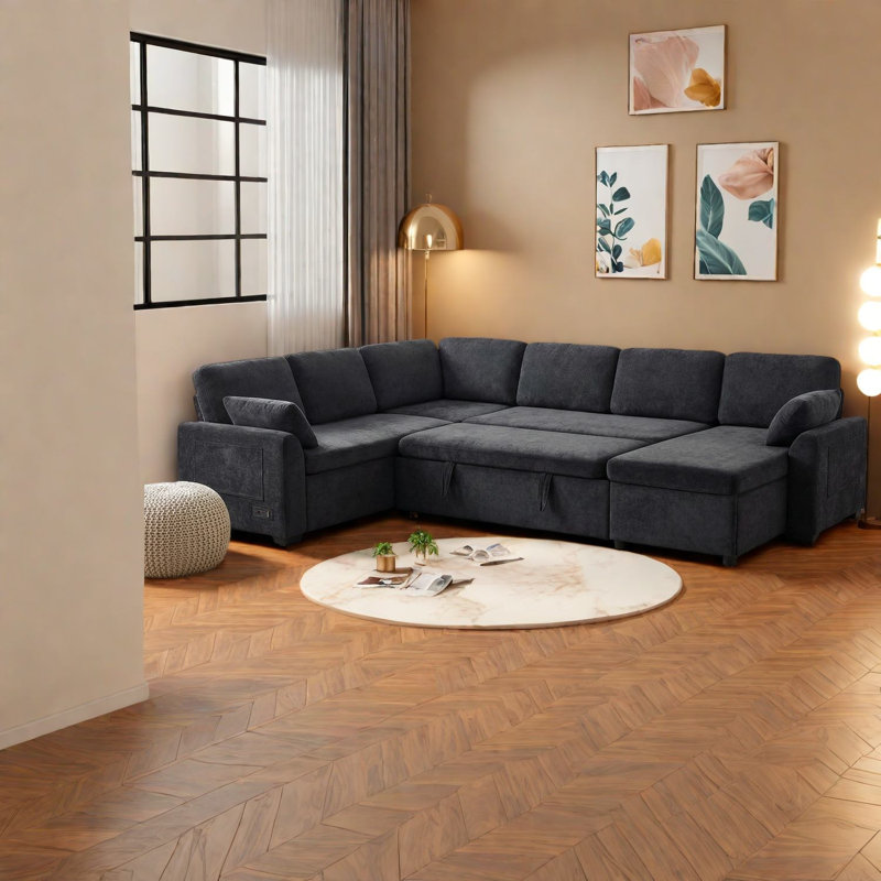 Canapé-lit modulaire convertible en chenille de 111 pouces pour la maison