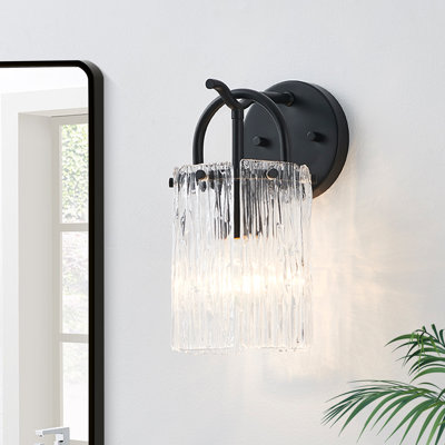 1- Light Wall Sconce with Textured Glass Shade