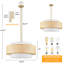 Lustre tambour en rotin 5 lumières avec abat-jour en tissu Boho pour salle à manger, salon, îlot de cuisine, chambre à coucher, couloir, vestibule