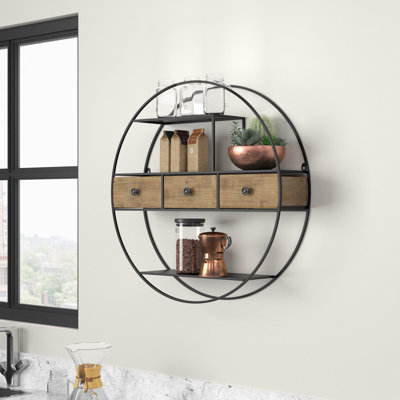 3 Piece Circle Accent Shelf with Drawer