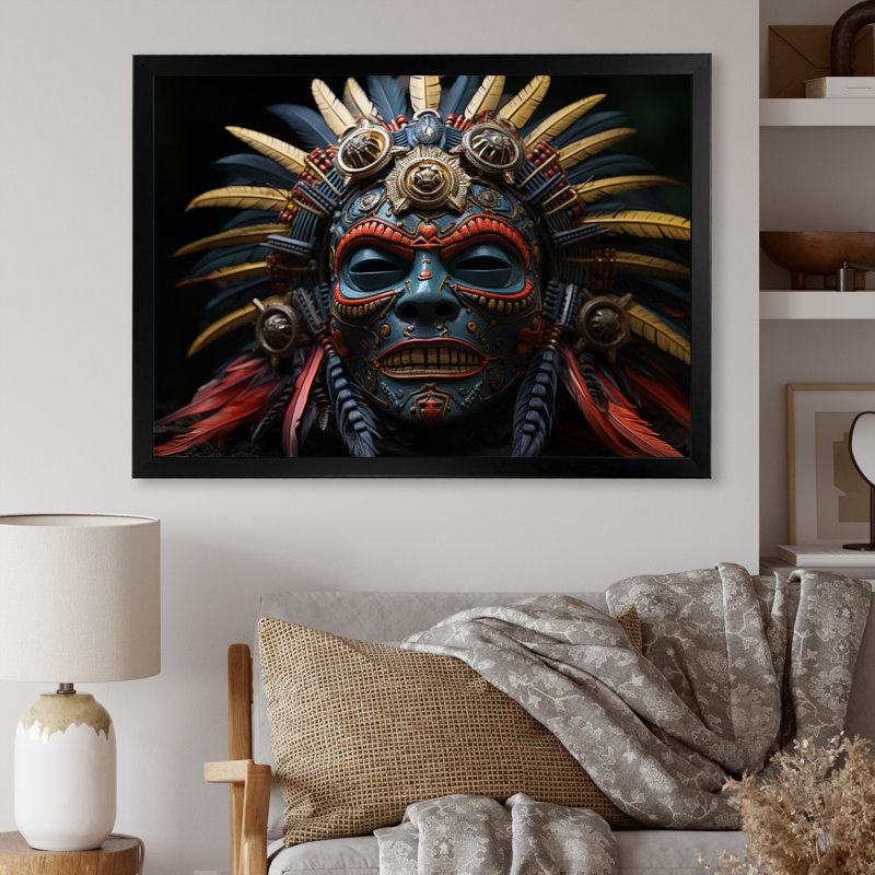 «Chriss African Tribes Mende Mask I», reproduction sur toile, H 30 po x l 40 po x P 1,5 po, Cadre photo noir