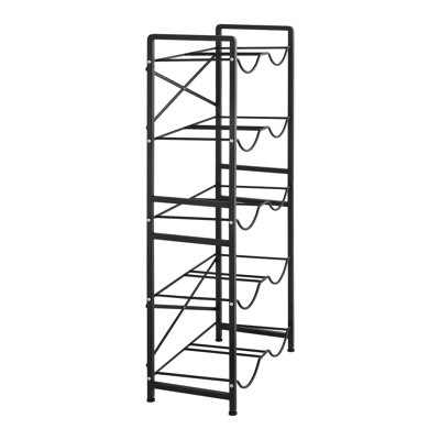 5-Tier Double Row Water Jug Holder Rack for 10 Bottles, Heavy Duty Carbon Steel Organizer Stand with Anti-Tip Device and Adjustable Feet, Black