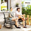 Banc oscillant pour 2 personnes, causeuse double à bascule de patio avec structure en acier thermolaqué pour porche de jardin arrière, beige-2001653486