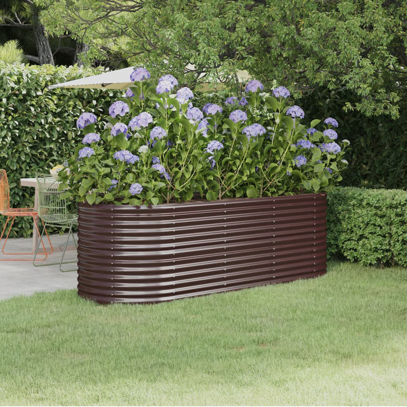 Garden Raised Bed Powder-coated Steel, 36cm H x 260cm W x 40cm D, Brown