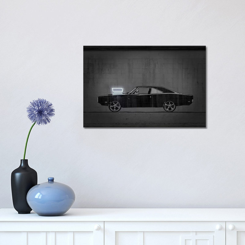 Impression d’art graphique « charger » par octave Mielu, Toile tendue, Pas de tapis, H 12 po x l 18 po x 1,5 po