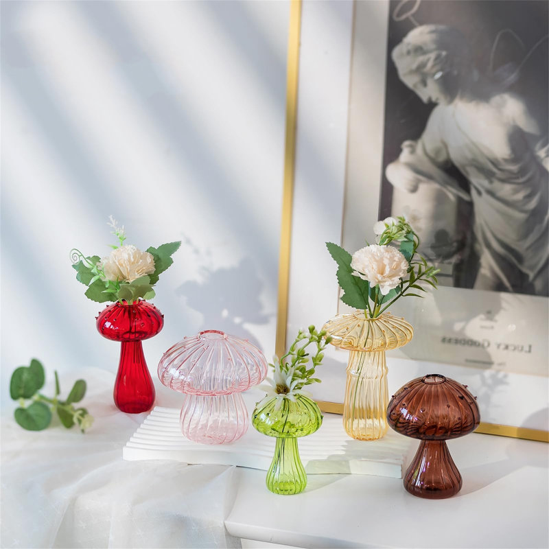 Dallana Glass Floor Vase, Green/Red/Pink