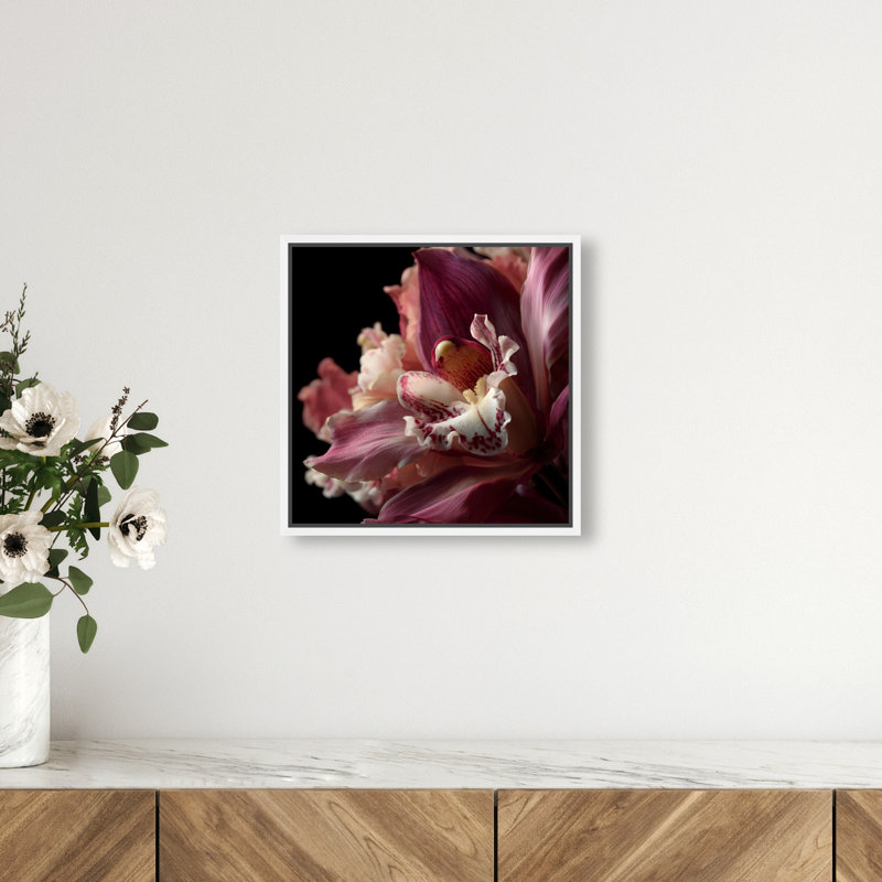 Velvet Labellum Print by Oliver Gal, 13"H x 13"W, White Floater Frame