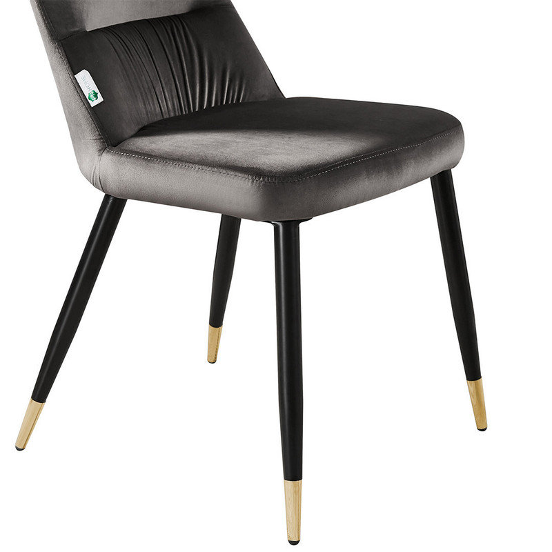Guerra Velvet Dining Chairs - Ergonomic Curved Back with Metal Legs