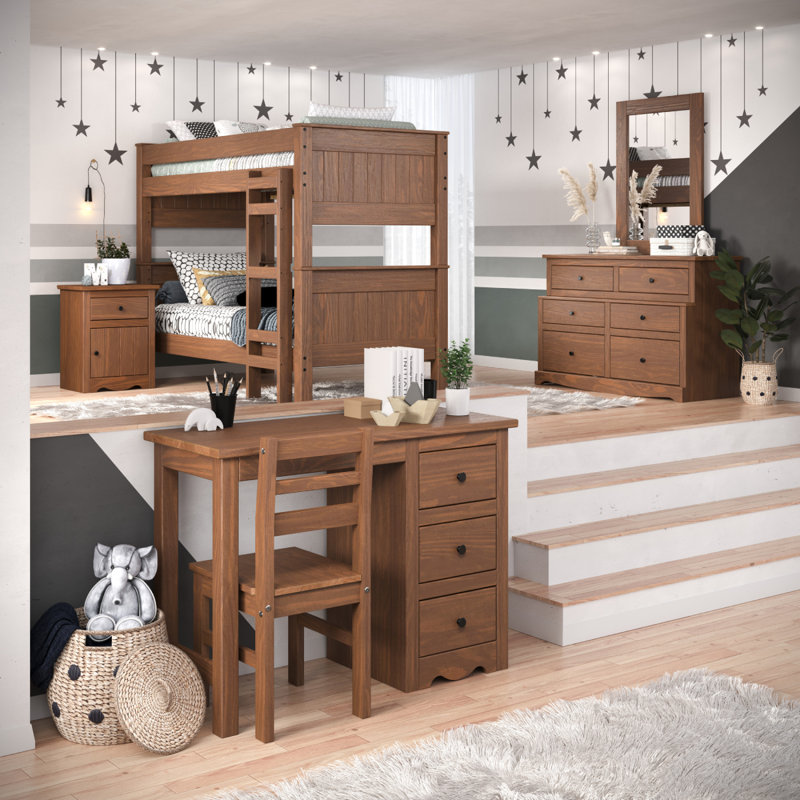 Lit plateforme en bois massif Scelfo, Brun