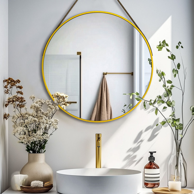 Wal Mirror Aluminium Round Mirror, 60cm x 60cm, Gold