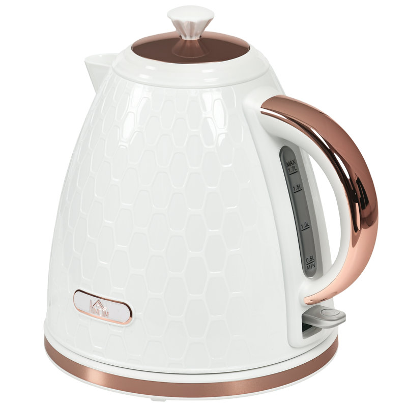HOMCOM 1.7L Electric Tea Kettle, Cream White