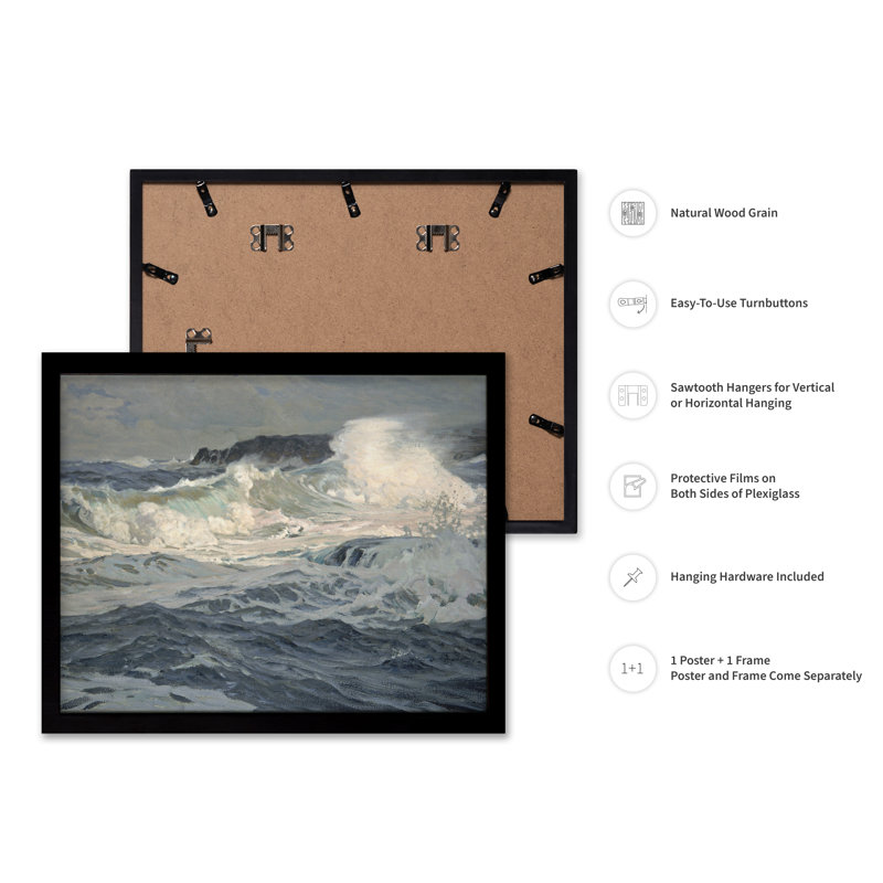 Ocean Waves No2, 11"H x 14"W, Poster, Black Framed