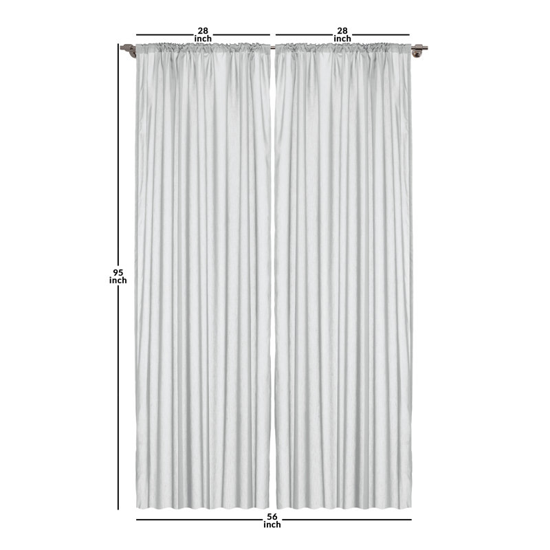 Ivy Bronx Abstract Curtains, Simple Style Greek Pattern, Pair of 28"x95", Dark Yellow/Red/Teal