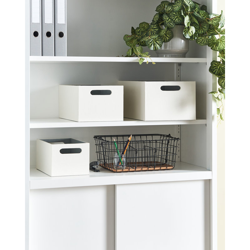 17 Stories Tahlya Faux Leather Decorative Basket, Beige