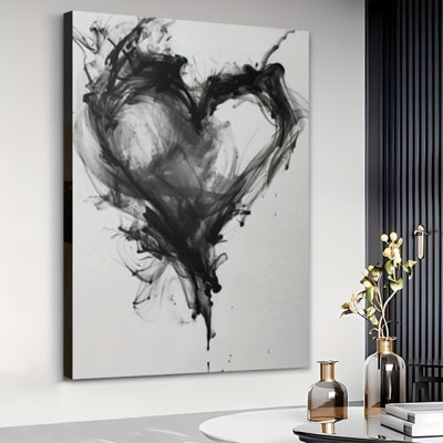Impression sur toile Elegant Ink Wash Heart - Urban Studio