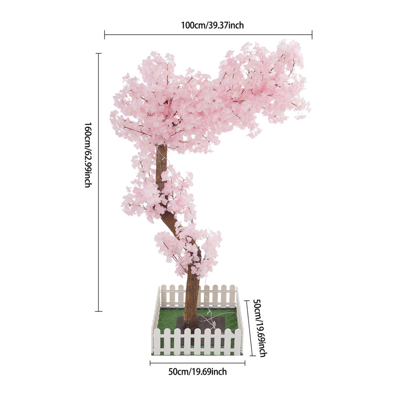Pink Artificial Cherry Tree Fake Sakura Tree With Lights