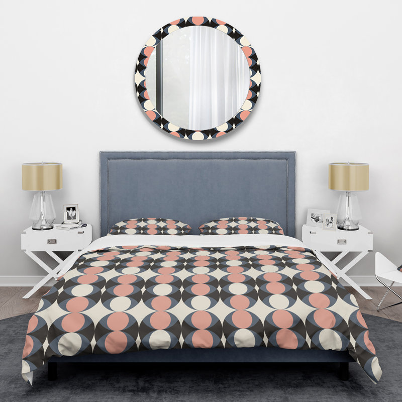 Ensemble de housse de couette rétro-century circulaire ii mid-century, Housse de couette double / grand et 2 taies décor