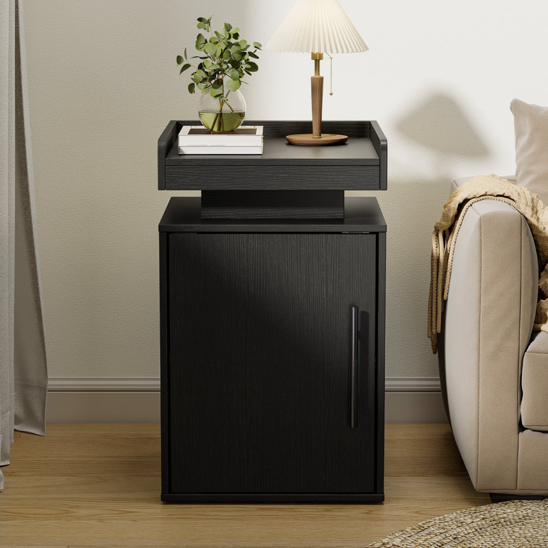 Multi-functional Black Nightstand – Space-saving Storage Cabinet For Bedrooms & Home Offices, Individual